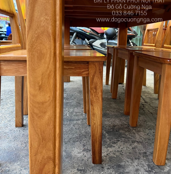 Bộ Bàn Ăn Gỗ Gõ Đỏ 6 Ghế Sang Trọng Hiện Đại