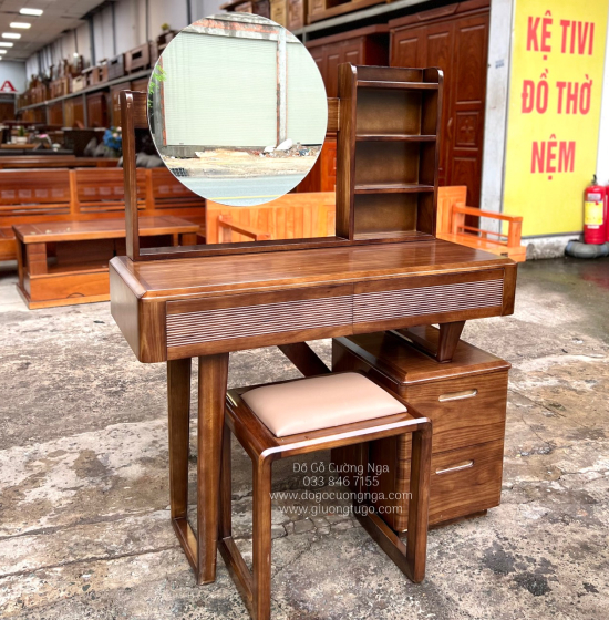 Bàn Phấn Trang Điểm Gỗ Hương Xám 1m Màu Óc Chó TĐ 18.14