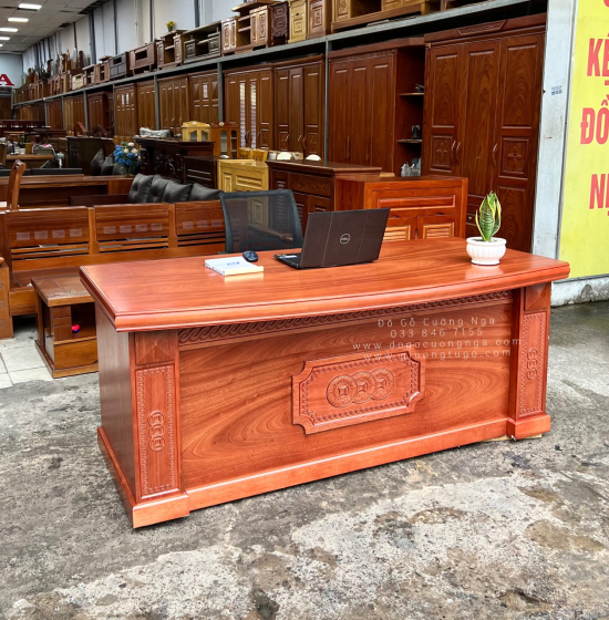Bàn Ghế Làm Việc Giám Đốc 1m8 Gỗ Xoan Đào GĐ 21.1
