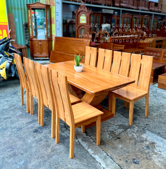 Bàn Ăn Gỗ Gõ Đỏ 8 Ghế Hiện Đại BG 11-12