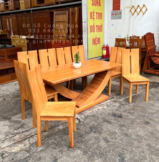 Bàn Ăn Gỗ Gõ Đỏ 8 Ghế Hiện Đại BG 11-12
