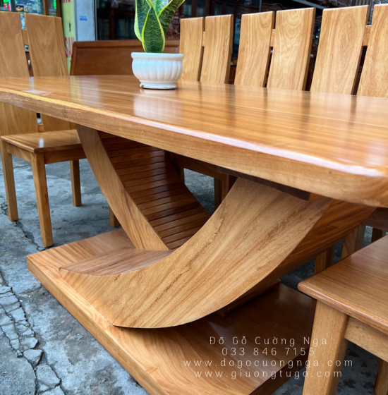 Bàn Ăn Gỗ Gõ Đỏ 8 Ghế Hiện Đại BG 11-12