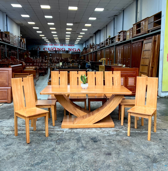 Bàn Ăn Gỗ Gõ Đỏ 8 Ghế Hiện Đại BG 11-12