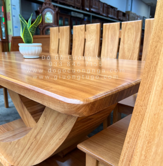 Bàn Ăn Gỗ Gõ Đỏ 8 Ghế Hiện Đại BG 11-12