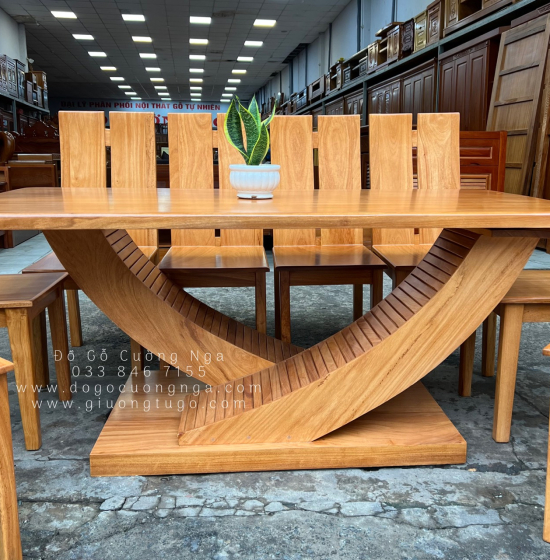 Bàn Ăn Gỗ Gõ Đỏ 8 Ghế Hiện Đại BG 11-12