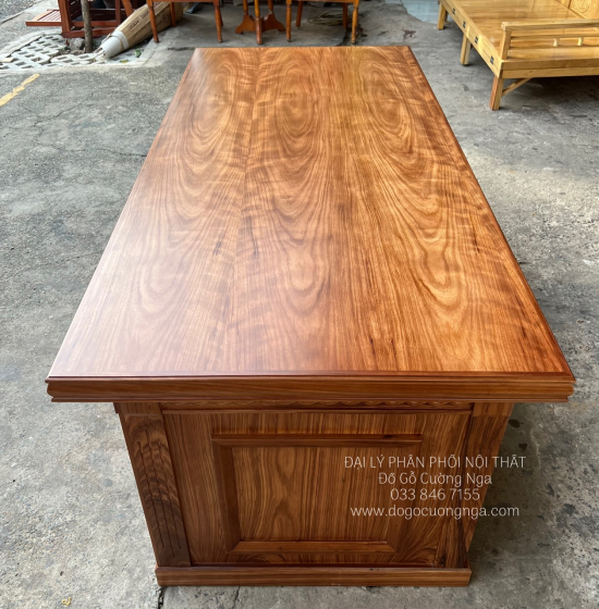 Bàn Làm Việc Gỗ Hương Xám 1m87 Bắt Chỉ