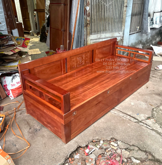 Giường Gấp Gỗ Xoan Đào 2 Ngăn Kéo Cao Cấp Đủ Cỡ 