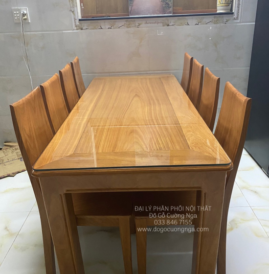 Bàn Ăn Gỗ Gõ Đỏ 8 Ghế Đơn Giản Hiện Đại BG 11-13