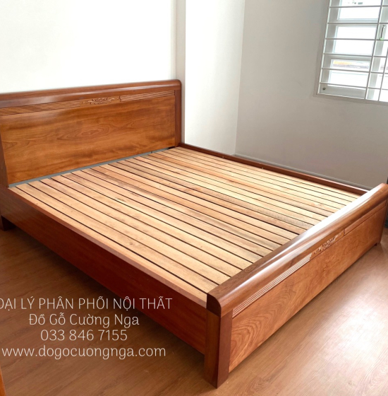 Giường gỗ xoan đào lào vạt lan - mẫu chỉ hoa đẹp