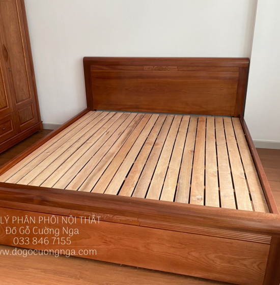 Giường gỗ xoan đào lào vạt lan - mẫu chỉ hoa đẹp