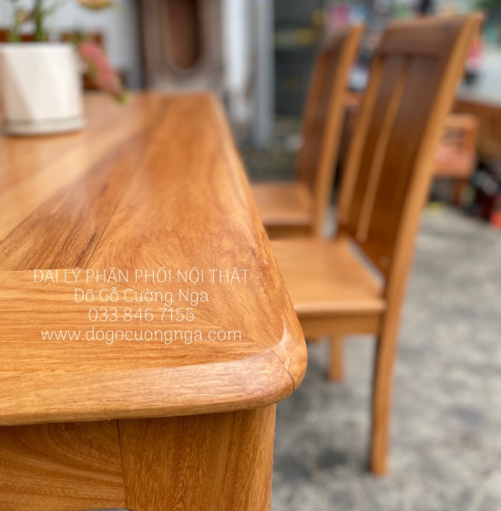 Bộ Bàn Ăn Gỗ Gõ Đỏ 6 Ghế Hiện Đại Ghế 2 Lá 