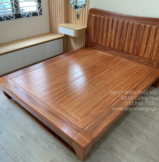 Giường Ngủ Kiểu Nhật Chân Quỳ Gỗ Cẩm Cao Cấp 