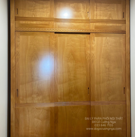 Tủ Quần Áo Gỗ Gõ Đỏ Cửa Lùa Hiện Đại - Tủ Kịch Trần 