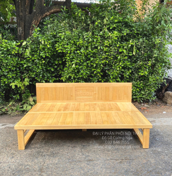 Giường Gấp Gỗ Sồi Ngăn Kéo Bản Lề Âm - Chân Cao 40cm 