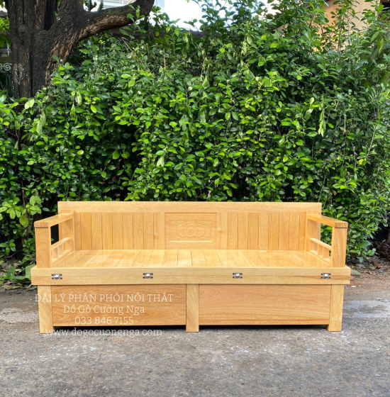 Giường Gấp Gỗ Sồi Ngăn Kéo Bản Lề Âm - Chân Cao 40cm 