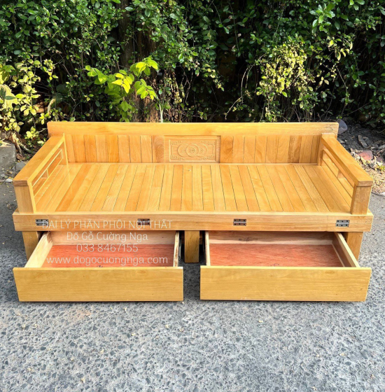 Giường Gấp Gỗ Sồi 1m6x1m Ngăn Kéo Đa Năng Giá Rẻ 