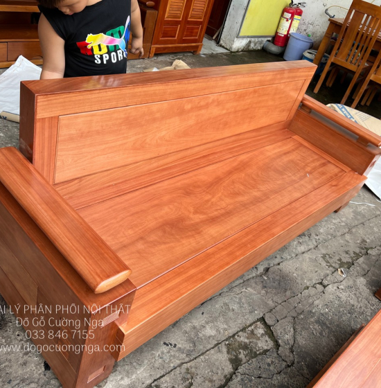 Sofa Gỗ Đinh Hương Góc L Hiện Đại 2m1x1m6 
