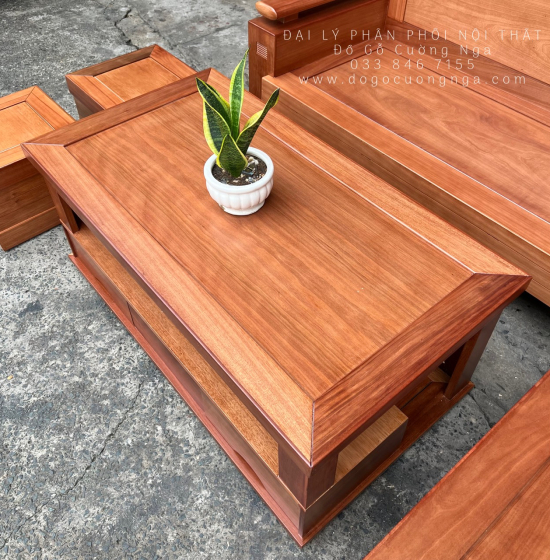 Sofa Gỗ Đinh Hương Góc L 2m1x1m6 Hiện Đại