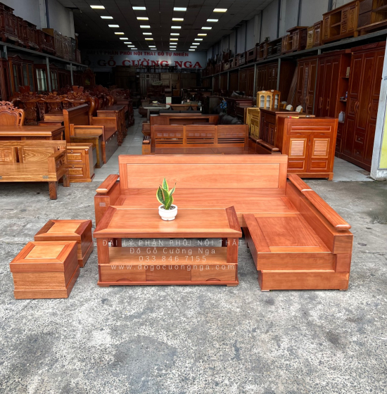 Sofa Gỗ Đinh Hương Góc L Hiện Đại 2m1x1m6 
