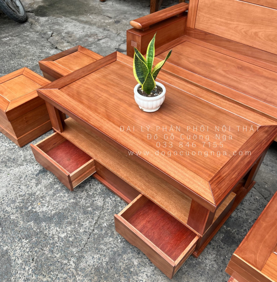 Sofa Gỗ Đinh Hương Góc L Hiện Đại 2m1x1m6 