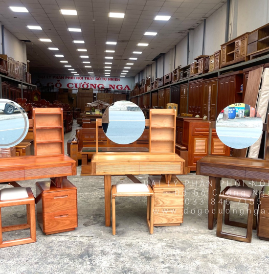 Bàn Phấn Trang Điểm Gỗ Hương Xám Hiện Đại 1m Màu Tự Nhiên