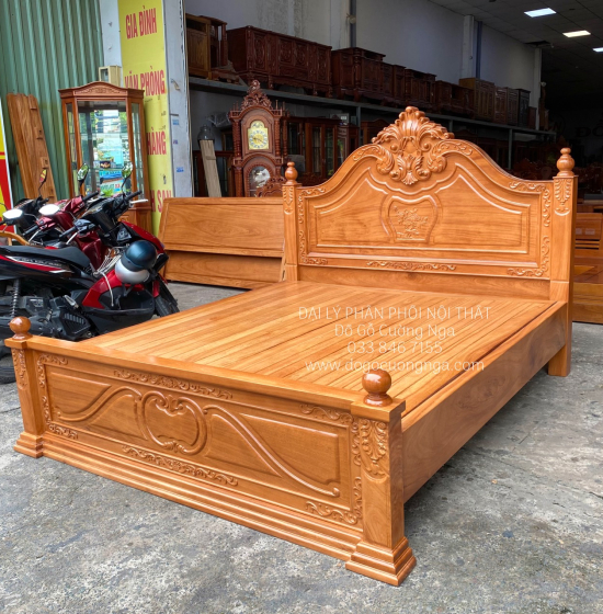 Giường Gỗ Gõ Đỏ Cao Cấp Mẫu Nữ Hoàng Phản Liền