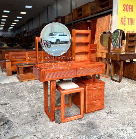 Bàn Phấn Trang Điểm Gỗ Cẩm Đèn Less