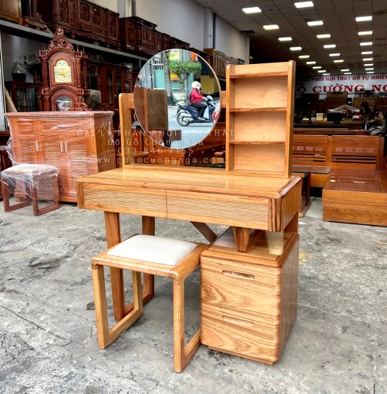 Bàn Phấn Trang Điểm Gỗ Hương Xám Hiện Đại 1m Màu Tự Nhiên