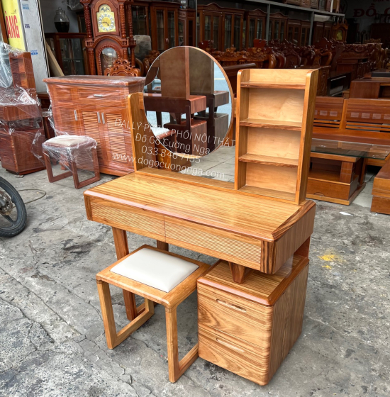 Bàn Phấn Trang Điểm Gỗ Hương Xám Hiện Đại 1m Màu Tự Nhiên