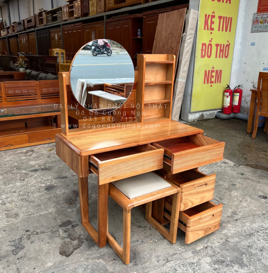 Bàn Phấn Trang Điểm Gỗ Hương Xám Hiện Đại 1m Màu Tự Nhiên