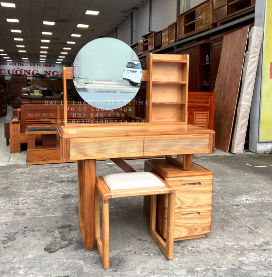 Bàn Phấn Trang Điểm Gỗ Hương Xám Hiện Đại 1m Màu Tự Nhiên