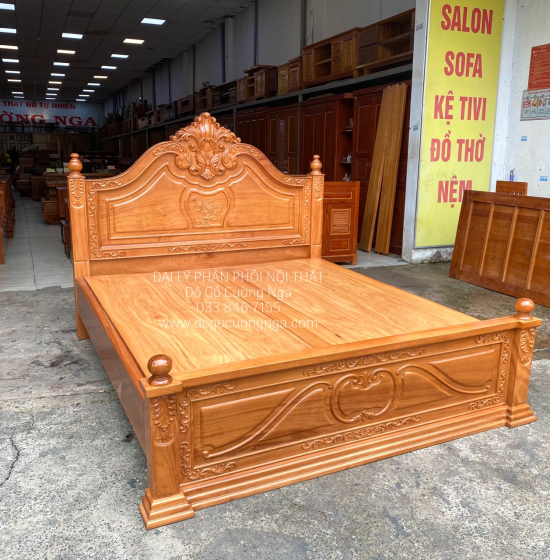 Giường Gỗ Gõ Đỏ Cao Cấp Mẫu Nữ Hoàng Phản Liền