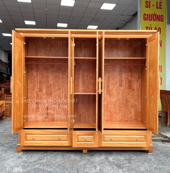 Tủ Quần Áo Gỗ Gõ Đỏ 5 Cánh Cao Cấp Đẹp Giá Rẻ 