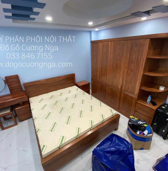 Tủ Quần Áo Gỗ Cẩm Vân Hiện Đại 4 Cánh Góc CV 29.14