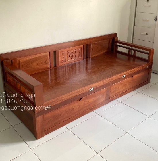 Giường Gấp Gỗ Xoan Đào 2 Ngăn Kéo Cao Cấp Đủ Cỡ 