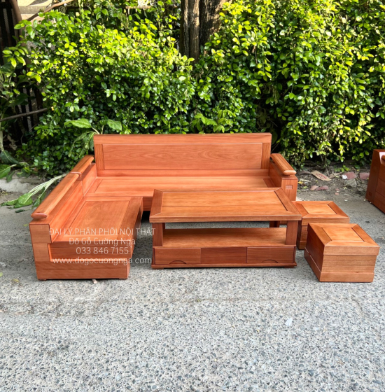 Sofa Gỗ Đinh Hương Góc L Hiện Đại 2m1x1m6 