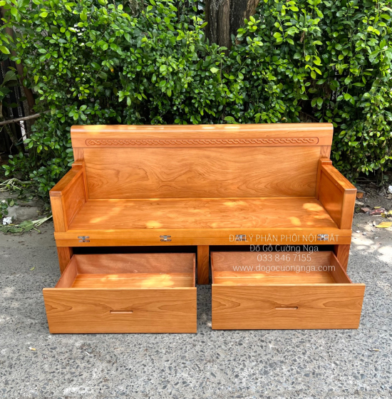 Giường Gấp Gỗ Gõ Đỏ 2 Ngăn Kéo 1m4x2m Giá Rẻ 