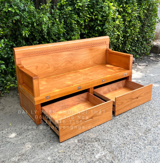 Giường Gấp Gỗ Gõ Đỏ 2 Ngăn Kéo 1m4x2m Giá Rẻ 