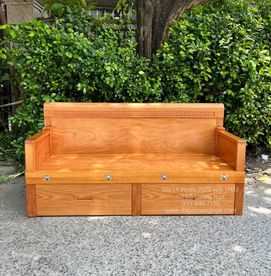 Giường Gấp Gỗ Gõ Đỏ 2 Ngăn Kéo 1m4x2m Giá Rẻ 