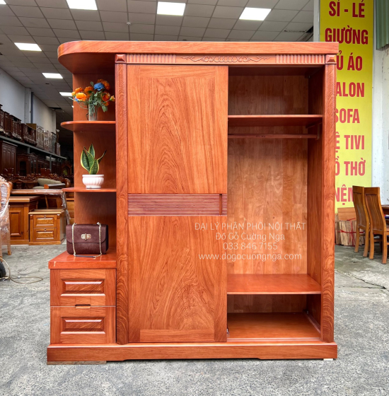 Tủ Quần Áo Gỗ Hương Đá Cánh Lùa Góc Hiện Đại Bền Đẹp