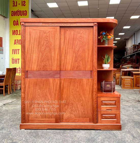 Tủ Quần Áo Gỗ Hương Đá Cánh Lùa Góc Hiện Đại Bền Đẹp