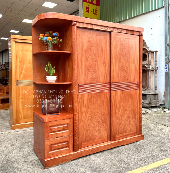 Tủ Quần Áo Gỗ Hương Đá Cánh Lùa Góc Hiện Đại Bền Đẹp