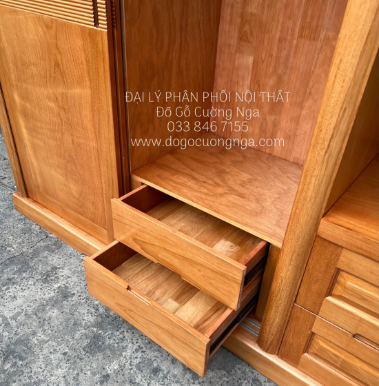 Tủ Quần Áo Gỗ Gõ Đỏ Cửa Lùa 1m9 Hiện Đại 
