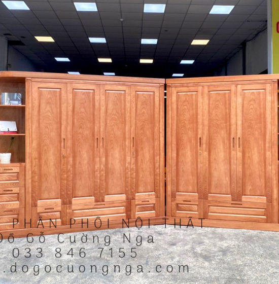 Tủ Quần Áo Gỗ Xoan Đào 3 Cánh Góc Trang Trí Đẹp Giá Rẻ 