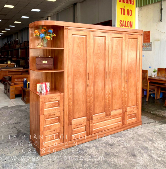 Tủ Quần Áo Gỗ Xoan Đào 3 Cánh Góc Trang Trí Đẹp Giá Rẻ 