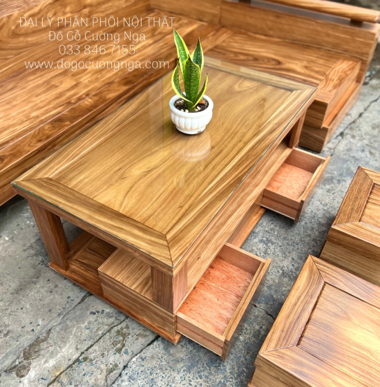 Sofa Gỗ Hương Xám Cao Cấp Góc L 2m1x1m6 Bền Đẹp