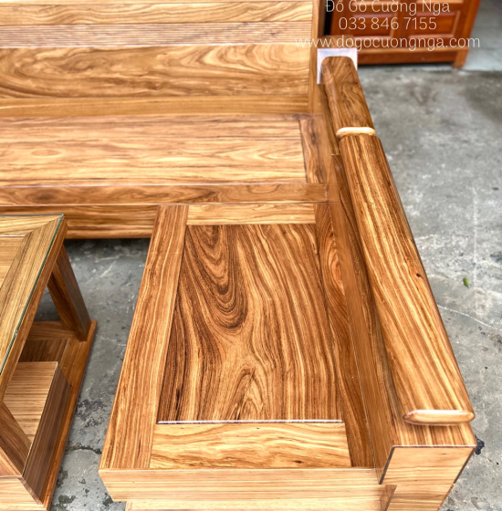 Sofa Gỗ Hương Xám Cao Cấp Góc L 2m1x1m6 Bền Đẹp
