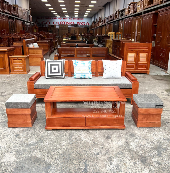 Ghế Sofa Gỗ Sồi Nga 1 Văng Giá Rẻ Kèm Nệm