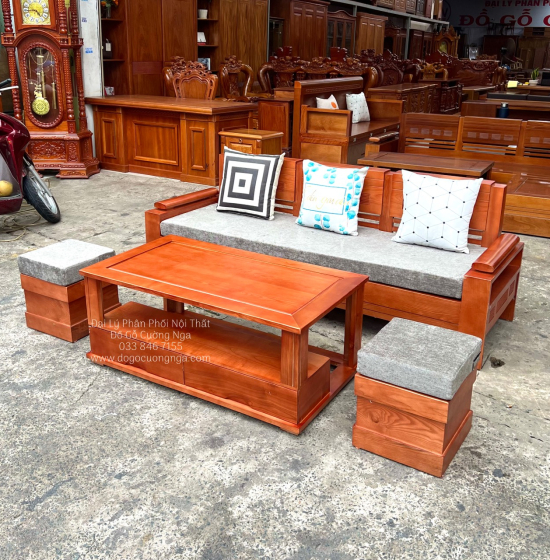 Ghế Sofa Gỗ Sồi Nga 1 Văng Giá Rẻ Kèm Nệm