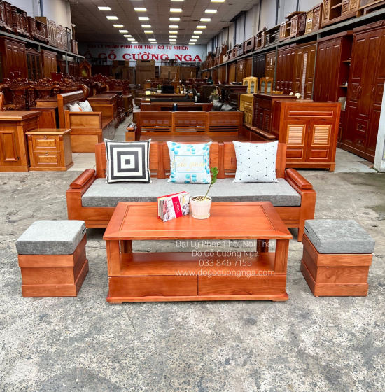 Ghế Sofa Gỗ Sồi Nga 1 Văng Giá Rẻ Kèm Nệm